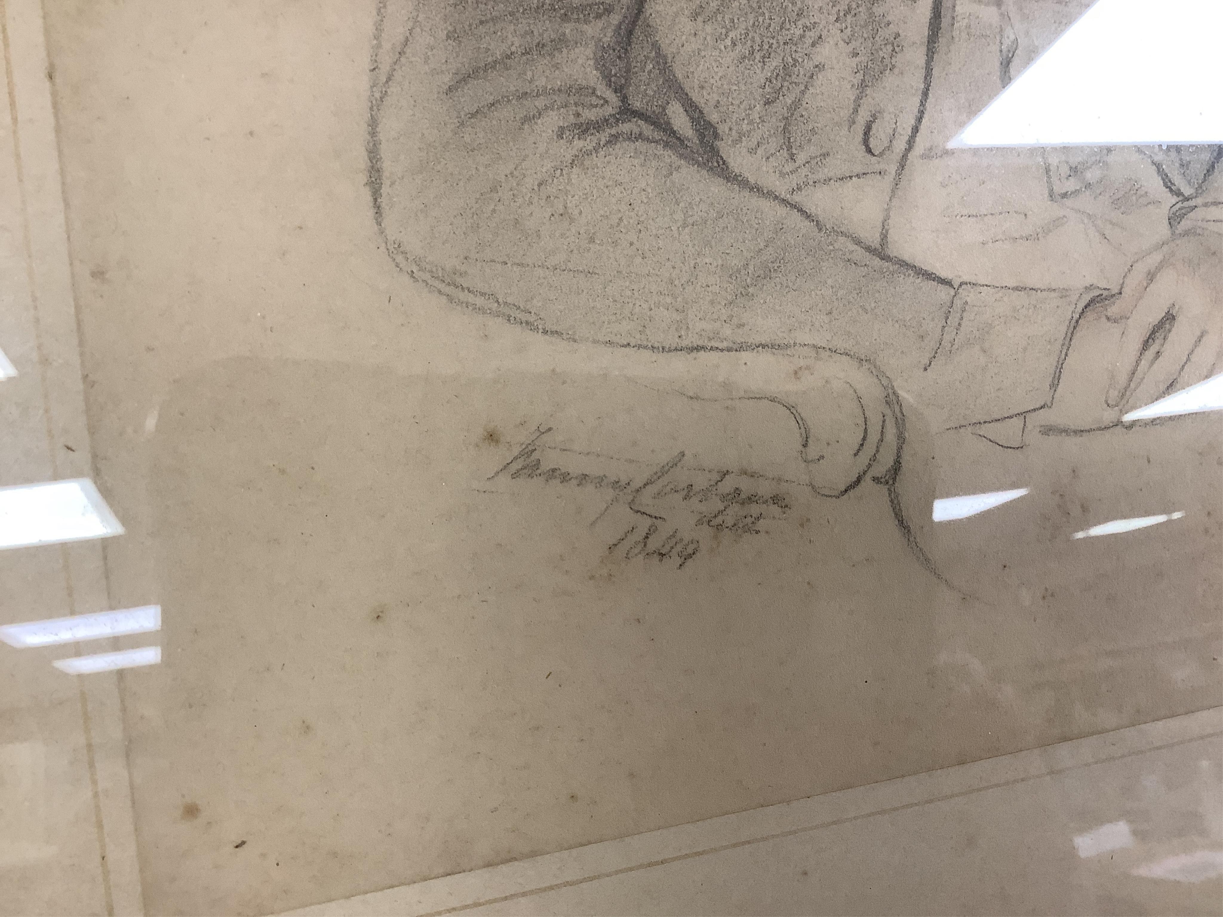 Victorian School, heightened pencil and charcoal, Portrait of Charles Astell Daniell, 8th Regiment Bengal Cavalry, born 1833, indistinctly signed and dated 1849, 30 x 23cm. Condition - poor